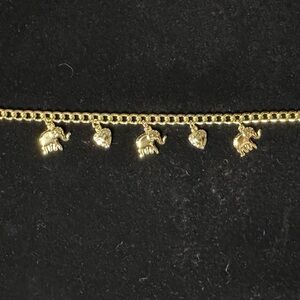 Gold Plated Elephant & Heart Charm Bracelet - Women Jewelry